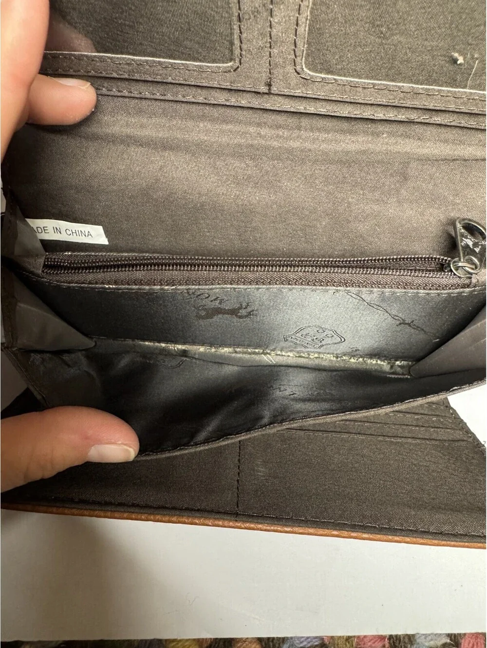 Montana West Brown Zip Wallet With Silver Accents - READ/SEE IMAGES